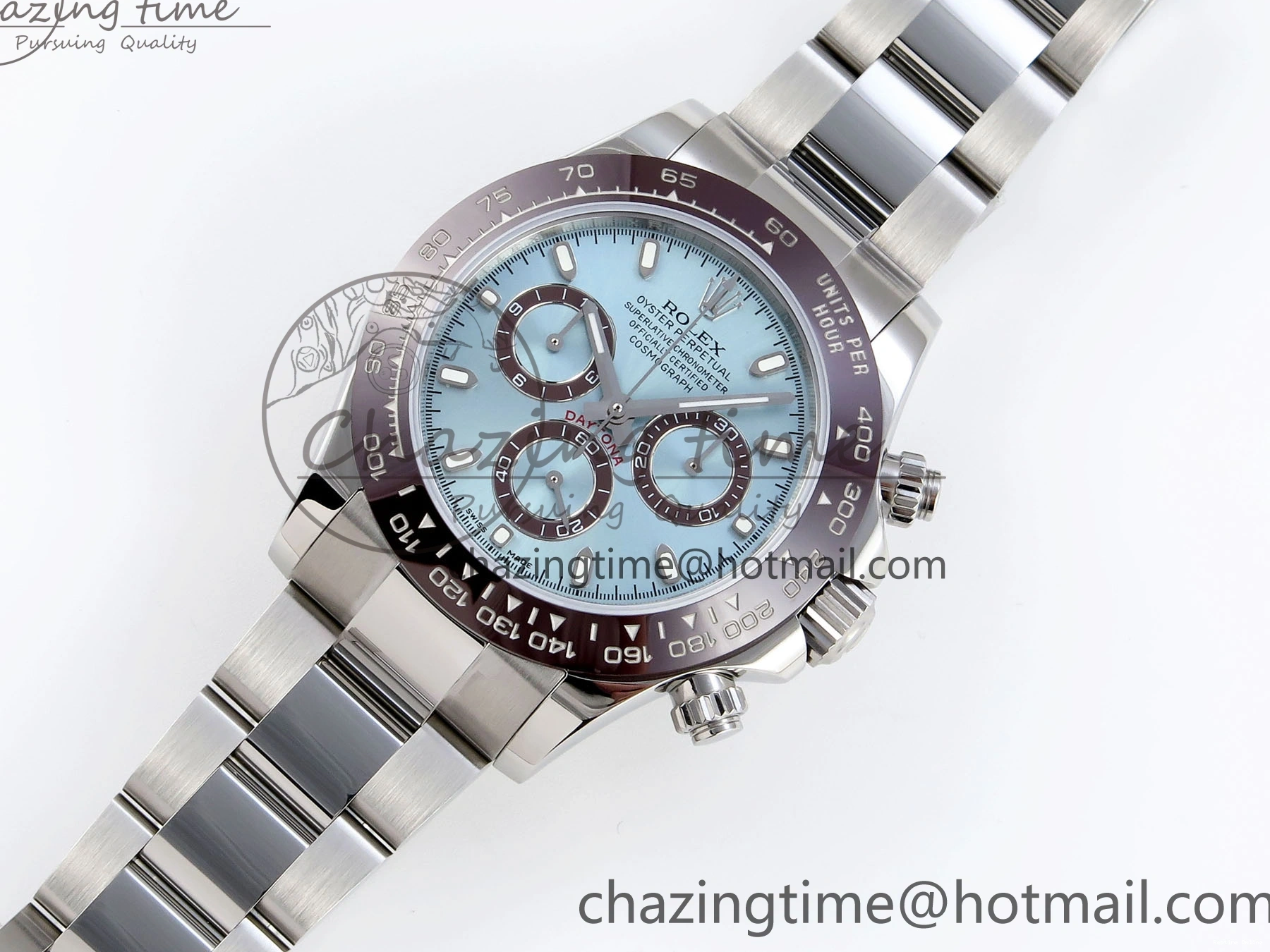 0418 TimelessDesign DAYTONA 116506 SS OMF BEST EDITION ICE BLUE DIAL ON SS BRACELET A7750 (SLIM MOVEMENT) 1811